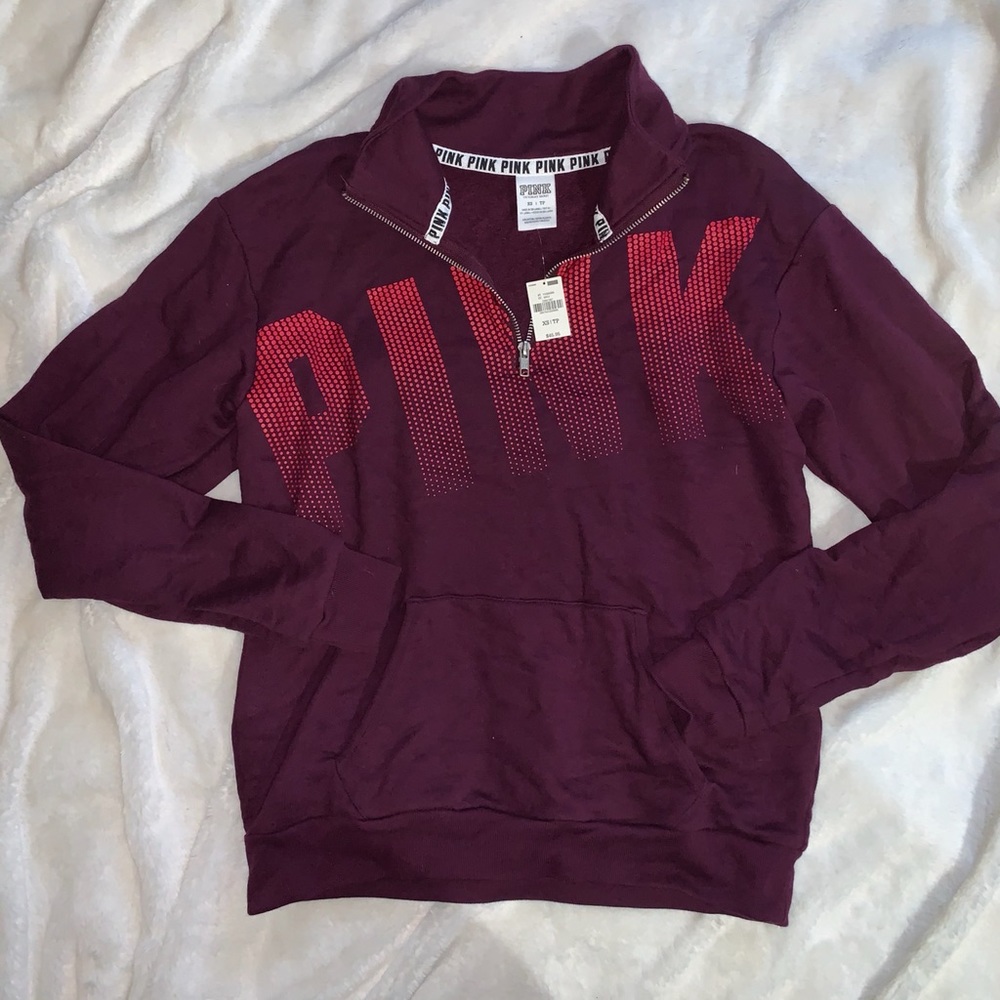 ❤️ SOLD ❤️ VS PINK Maroon Half Zip Pullover